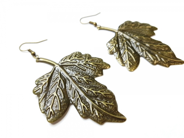 Blatt Ohrringe bronzefarben
